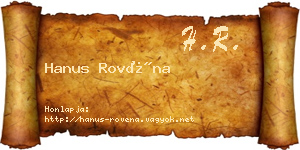 Hanus Rovéna névjegykártya